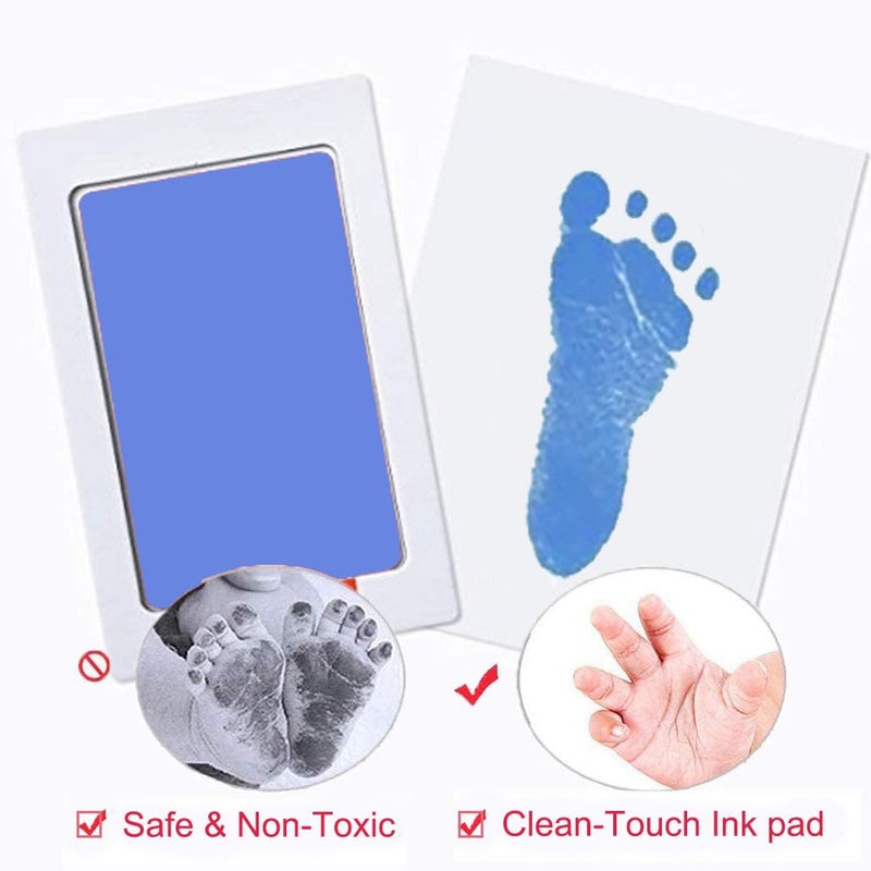 LelonHo 2 Pack Large Inkless Hand and Footprint Kit Clean Touch Ink Pad for Baby Pet Paw Print Kit(2 Blue Ink Pads,4 Imprint Cards) - Image 4